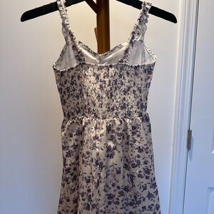 Elegant Floral Dress in Purple and Cream